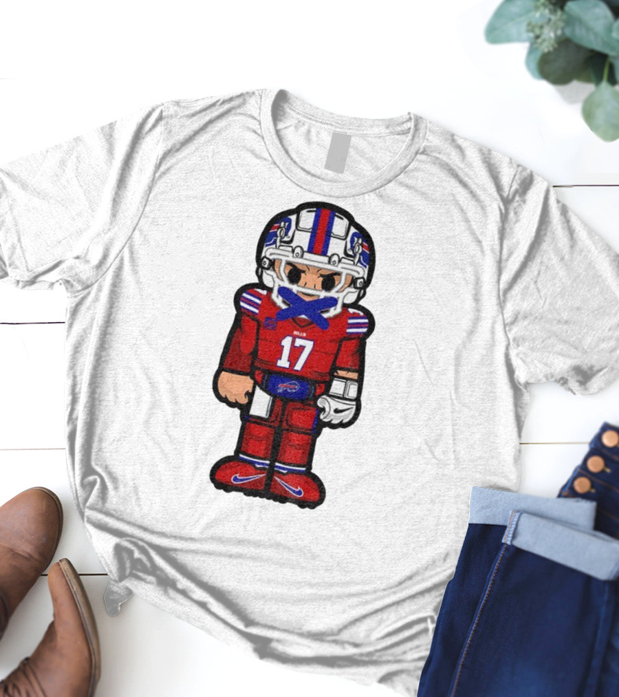 Buffalo Bills Josh Allen Cartoon NFL Football 2025 Number 17 T-Shirt