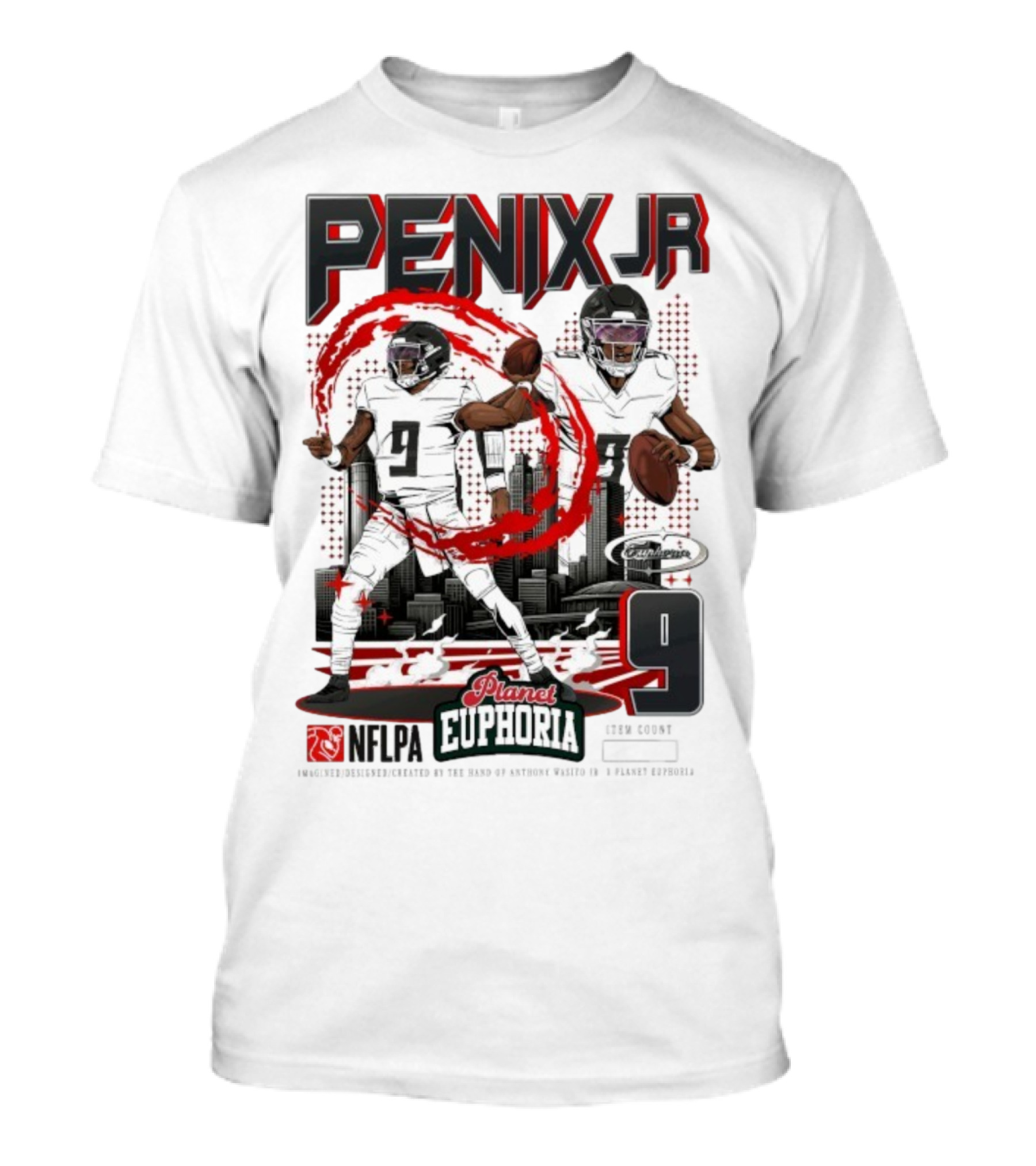 Penix Jr. NFLPA Planet Euphoria Number 9 Football Theme T-Shirt