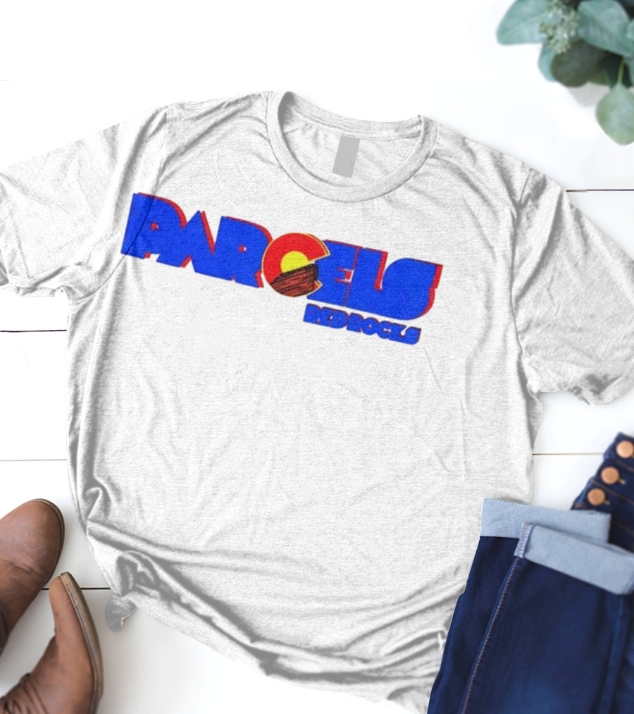 Parcels Red Rocks Colorado Flag Theme T-Shirt