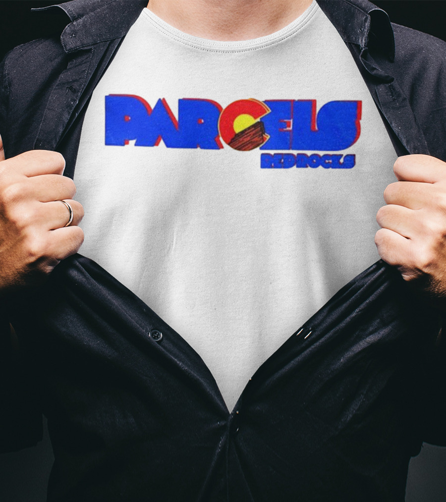 Parcels Red Rocks Colorado Flag Theme T-Shirt