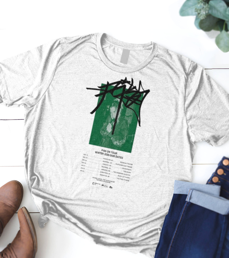 PISS Winter Tour 2025 2026 Dates Featuring Zoviet Sex 徐锐 Stroyka 7 Days Of Sorrow Gnar Dog Smplsmksי T-Shirt