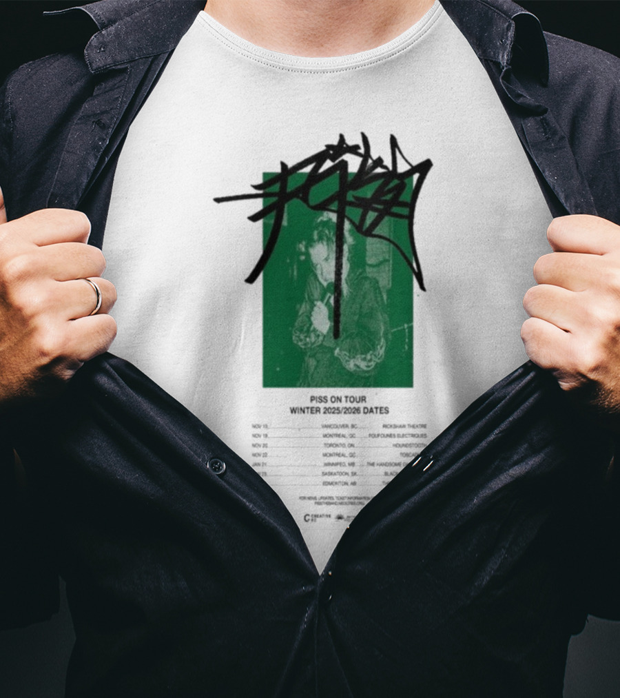 PISS Winter Tour 2025 2026 Dates Featuring Zoviet Sex 徐锐 Stroyka 7 Days Of Sorrow Gnar Dog Smplsmksי T-Shirt