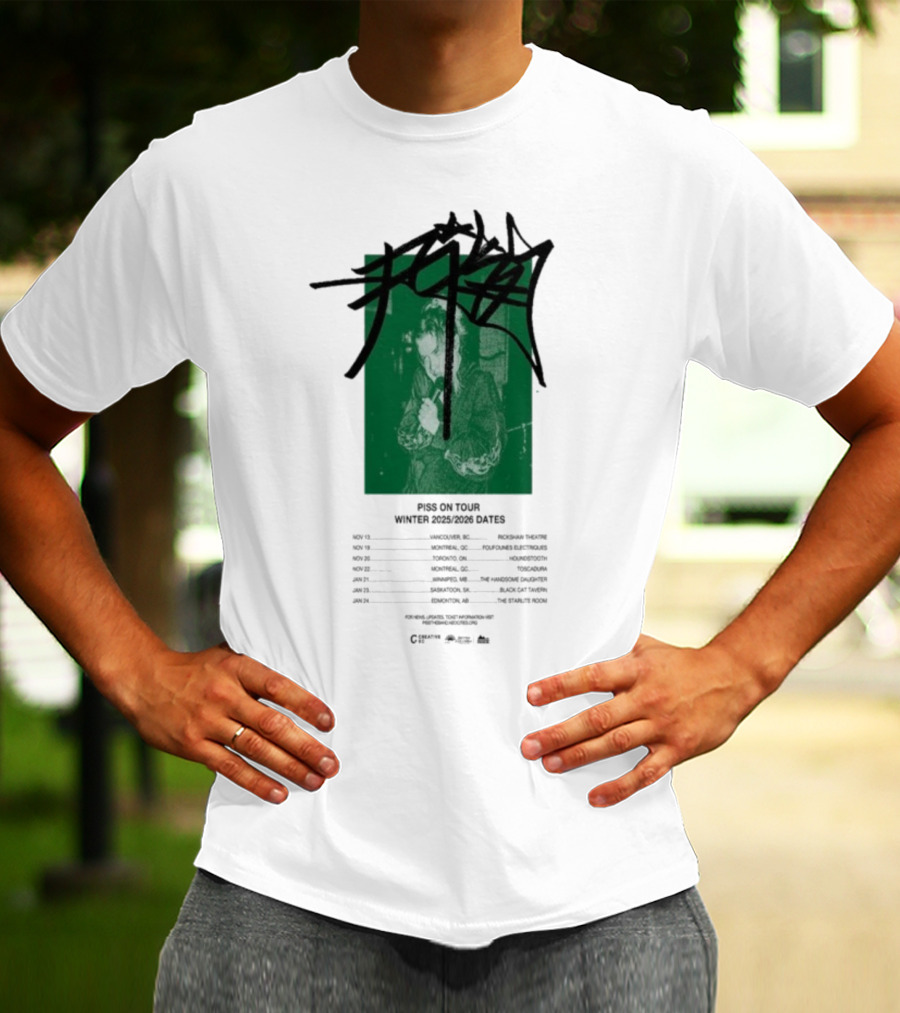 PISS Winter Tour 2025 2026 Dates Featuring Zoviet Sex 徐锐 Stroyka 7 Days Of Sorrow Gnar Dog Smplsmksי T-Shirt