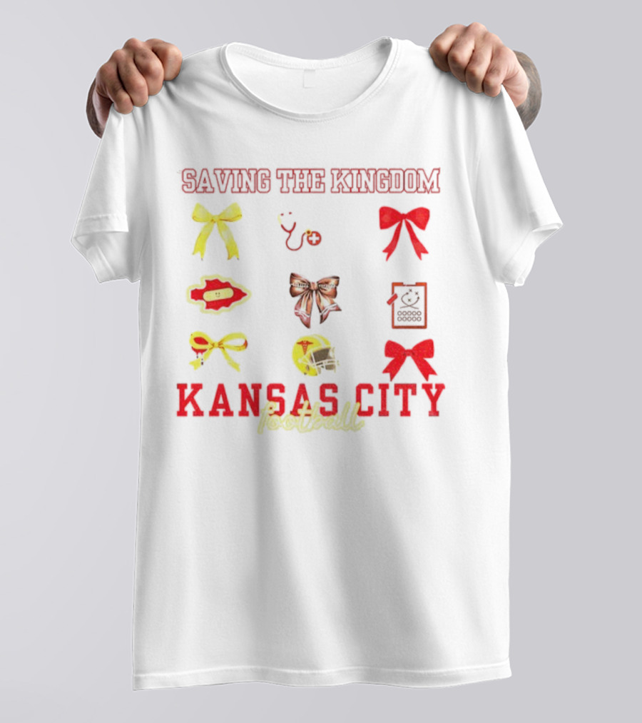 Saving The Kingdom Kansas City Football Bows Game Day Chiefs T-Shirt