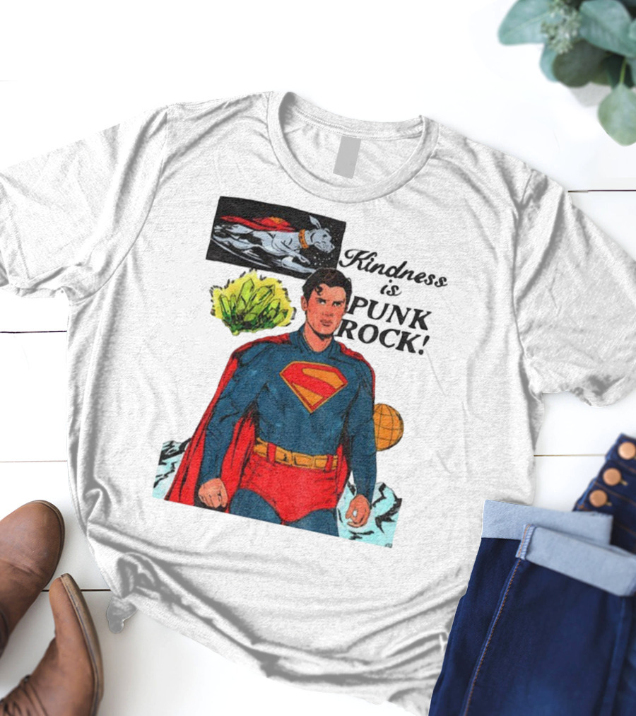 Superman DC Kindness Is Punk Rock Krypton Dog Caped Hero T-Shirt
