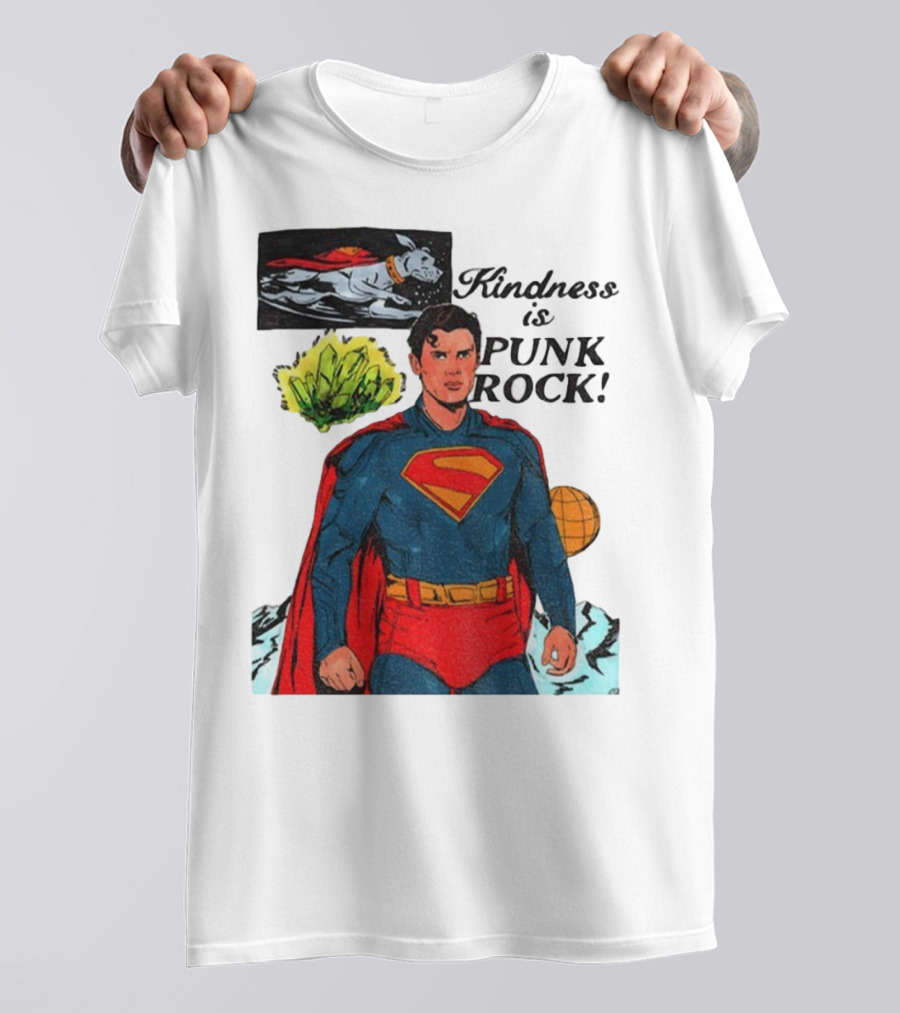 Superman DC Kindness Is Punk Rock Krypton Dog Caped Hero T-Shirt