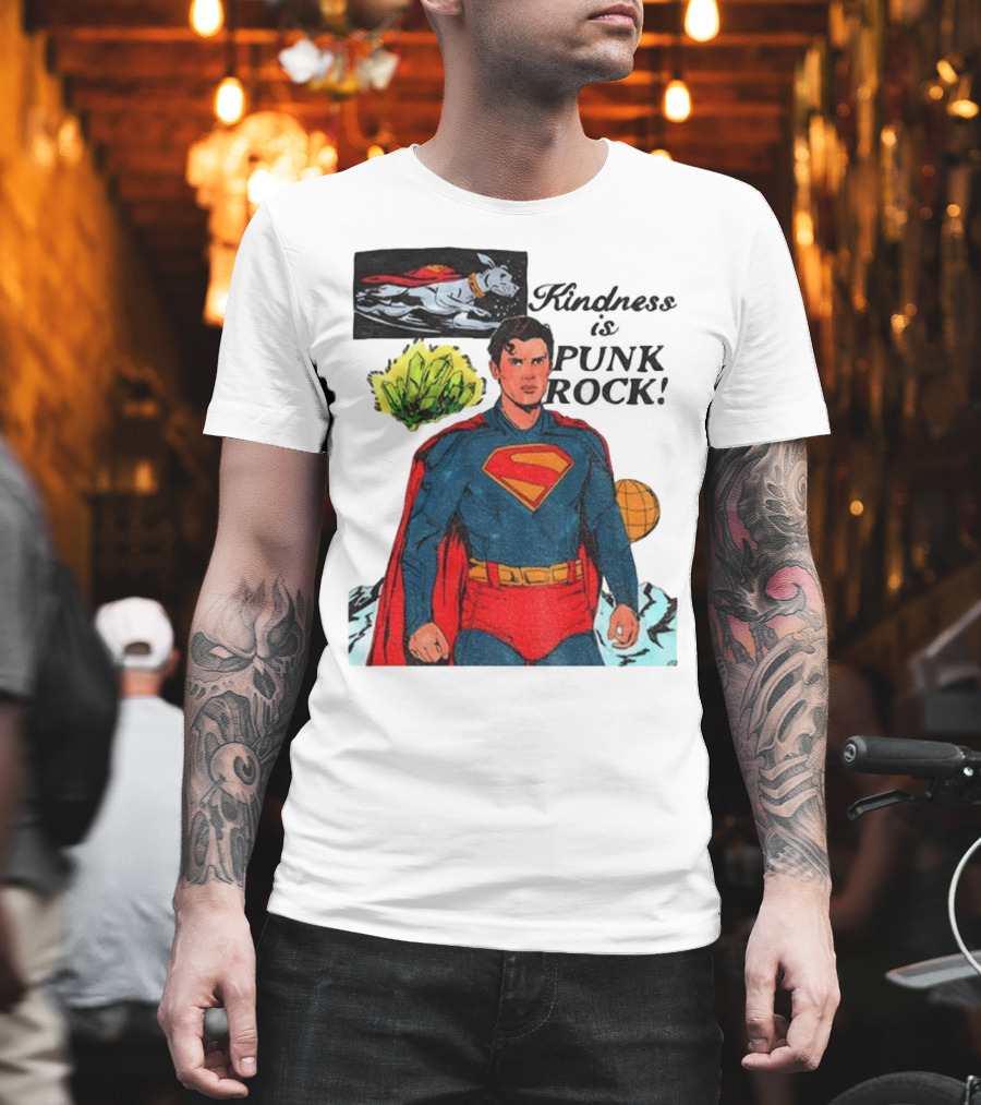 Superman DC Kindness Is Punk Rock Krypton Dog Caped Hero T-Shirt