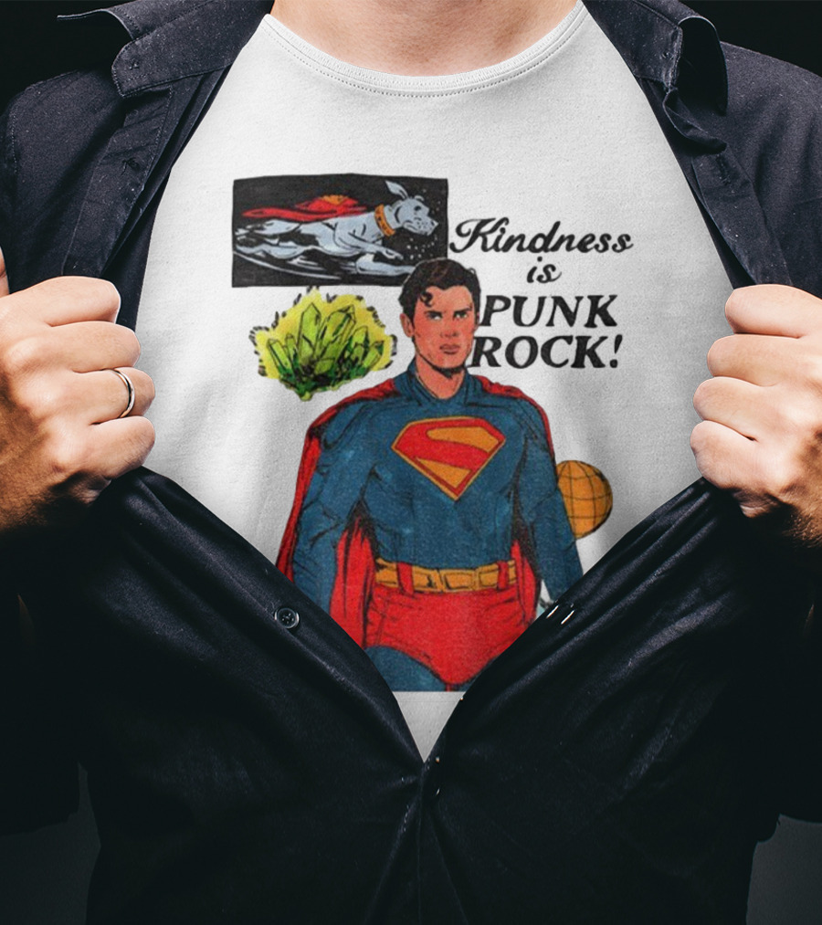 Superman DC Kindness Is Punk Rock Krypton Dog Caped Hero T-Shirt