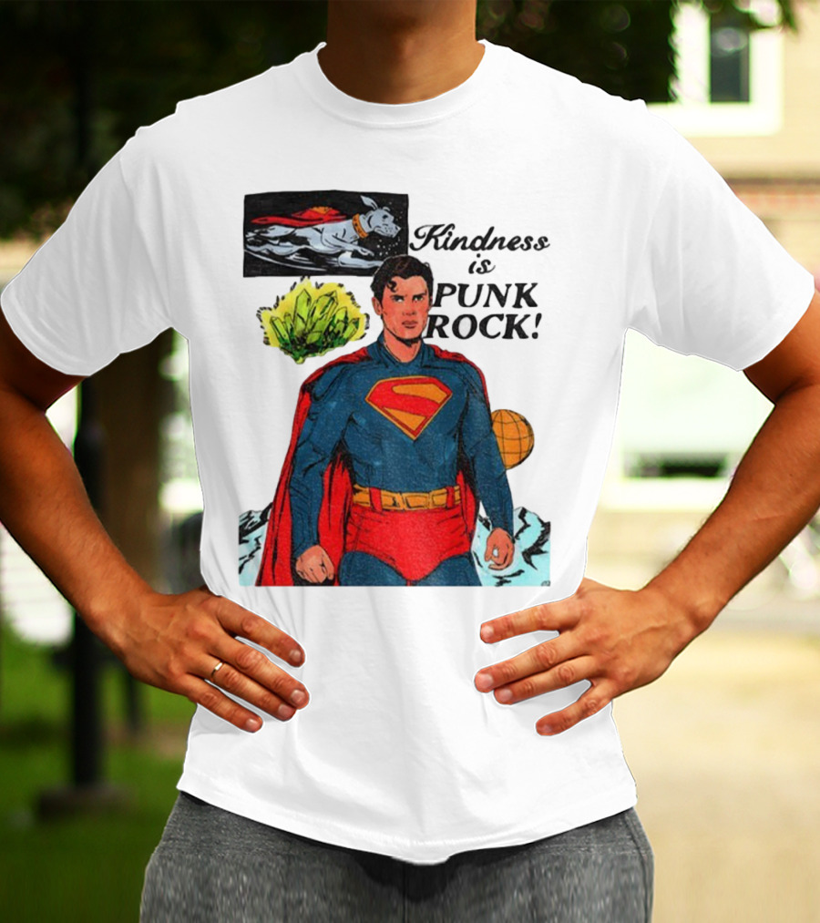 Superman DC Kindness Is Punk Rock Krypton Dog Caped Hero T-Shirt