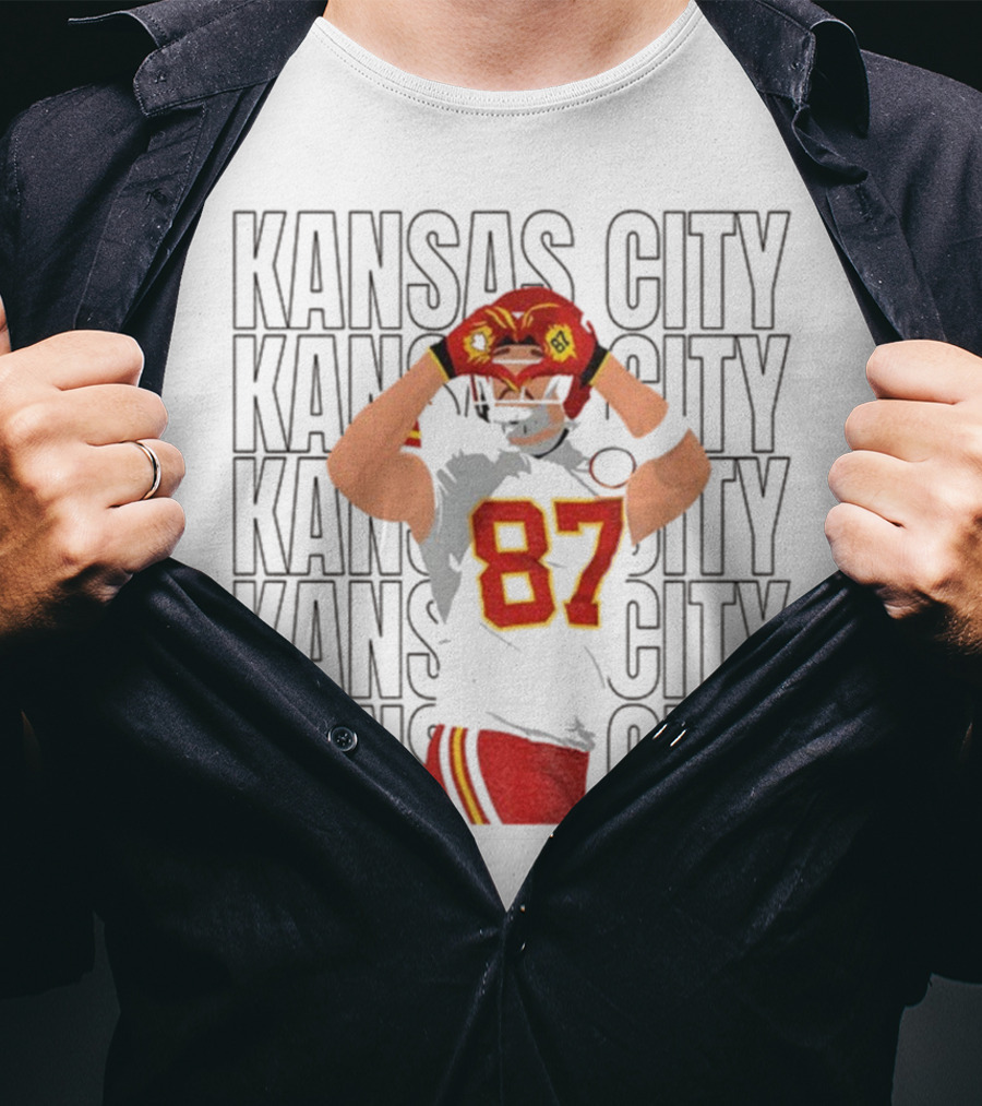 Kansas City Chiefs Travis Kelce 87 Heart Hands Game Day T-Shirt