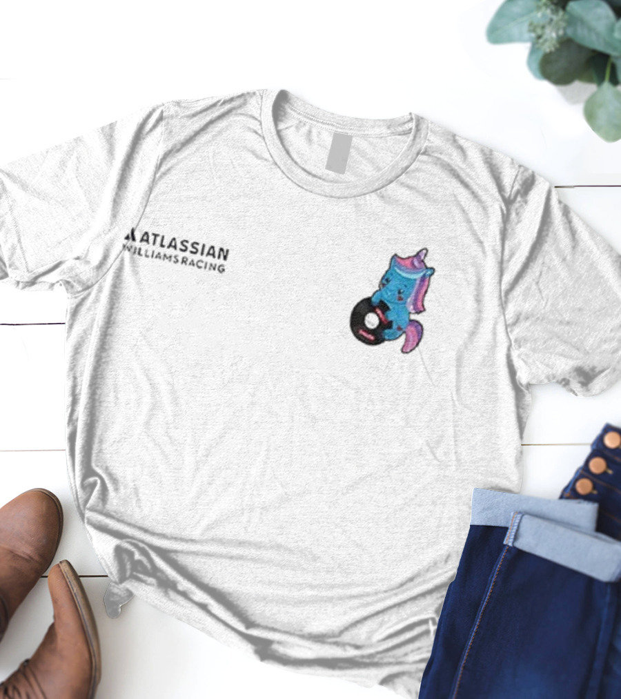 Atlassian Williams Racing Powered By Sparkles Signature Racing Unicorn In Helmet T-Shirt