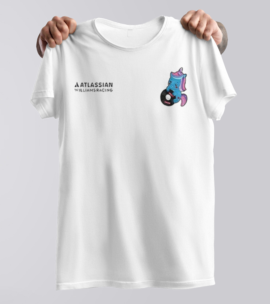 Atlassian Williams Racing Powered By Sparkles Signature Racing Unicorn In Helmet T-Shirt