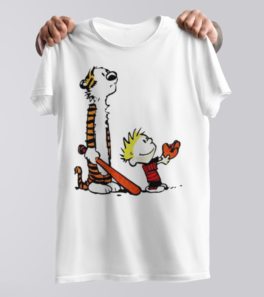 Calvin And Hobbes Baseball Glove And Bat Playtime T-Shirt