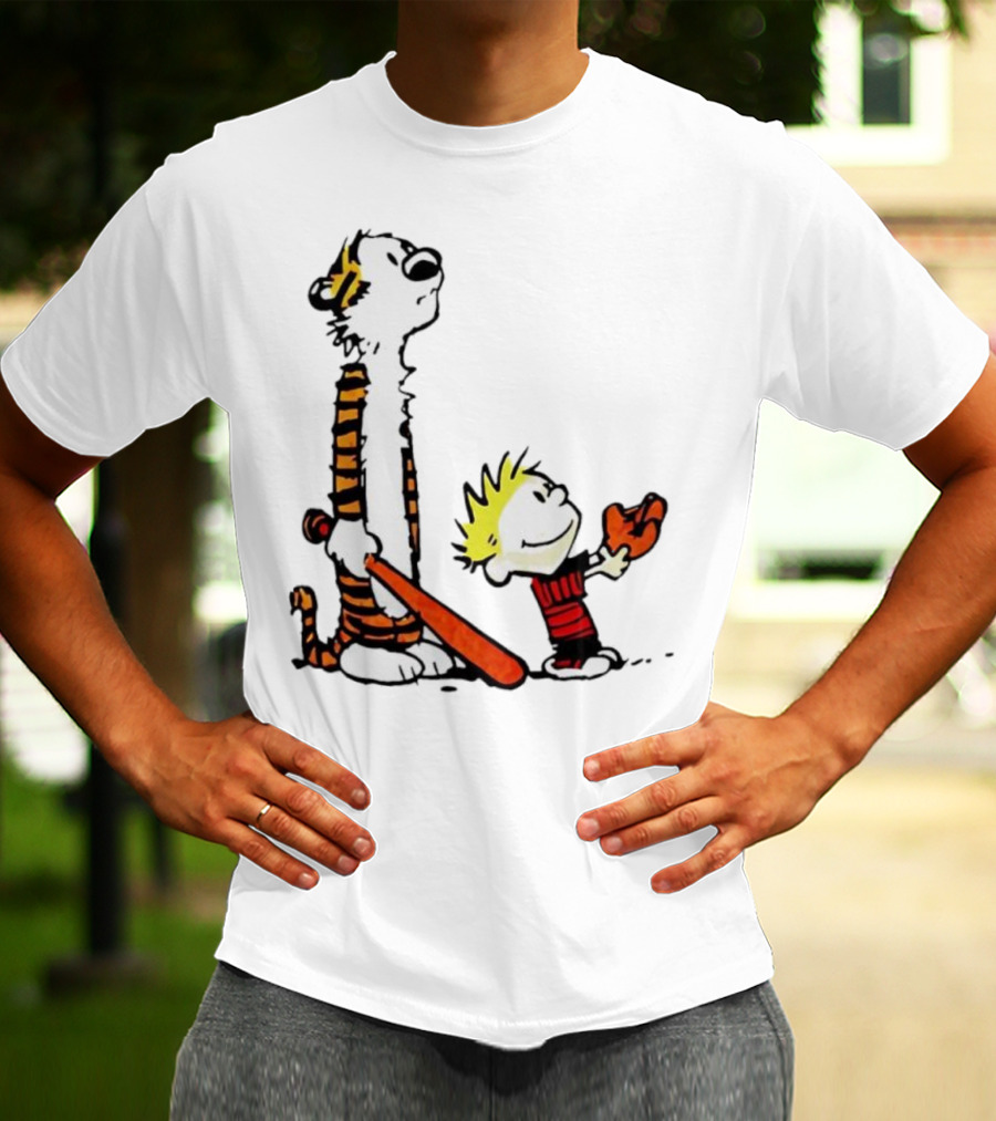 Calvin And Hobbes Baseball Glove And Bat Playtime T-Shirt
