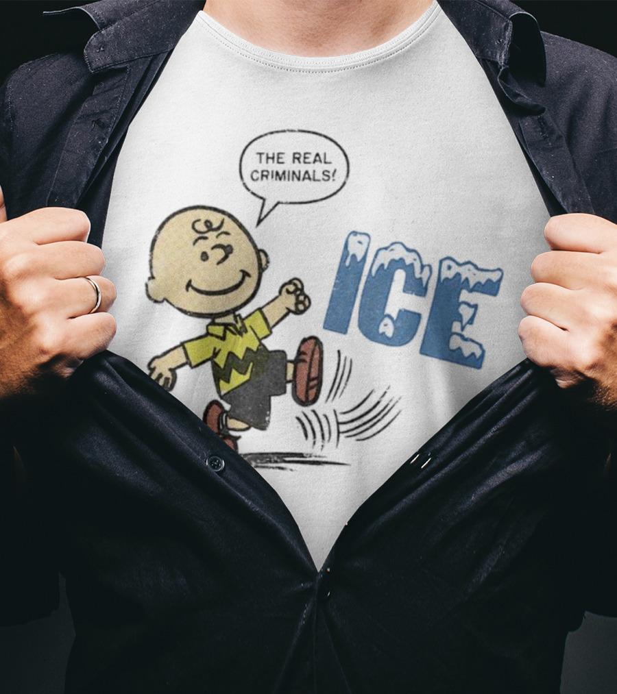 Charlie Brown Kicking The Real Criminals ICE T-Shirt