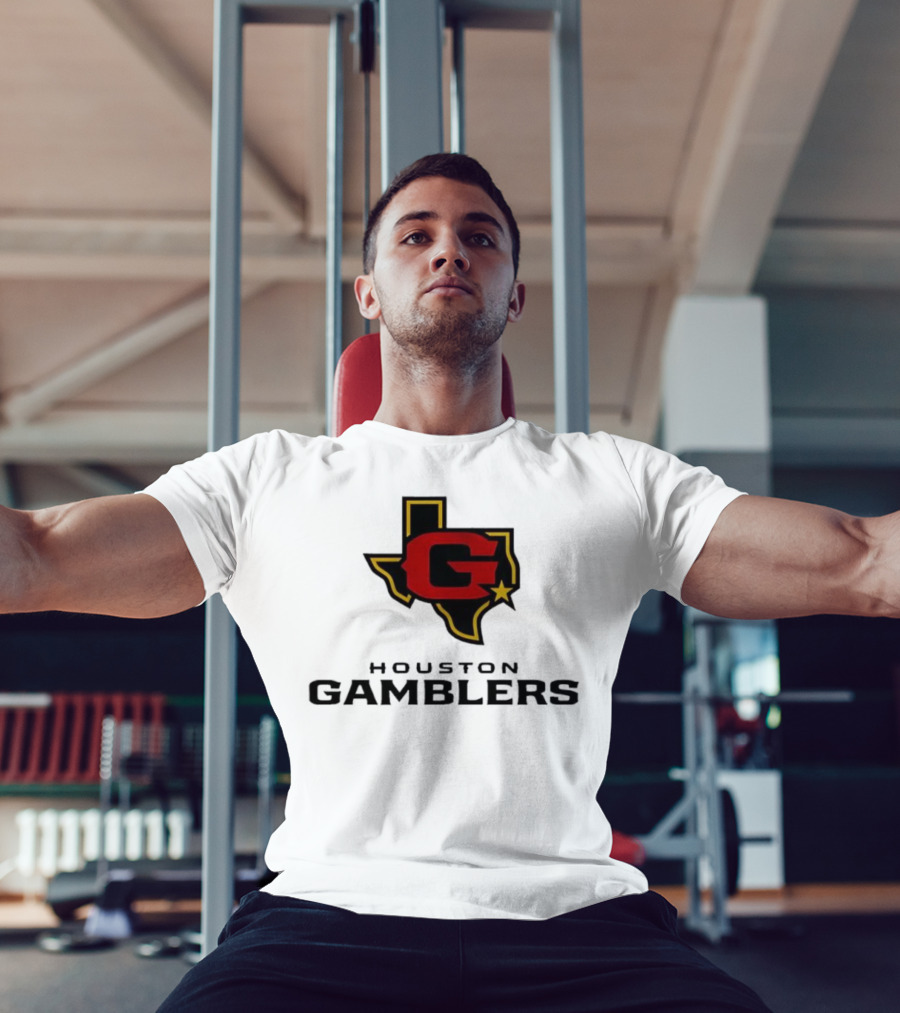 Houston Gamblers Texas Outline G Star Emblem T-Shirt