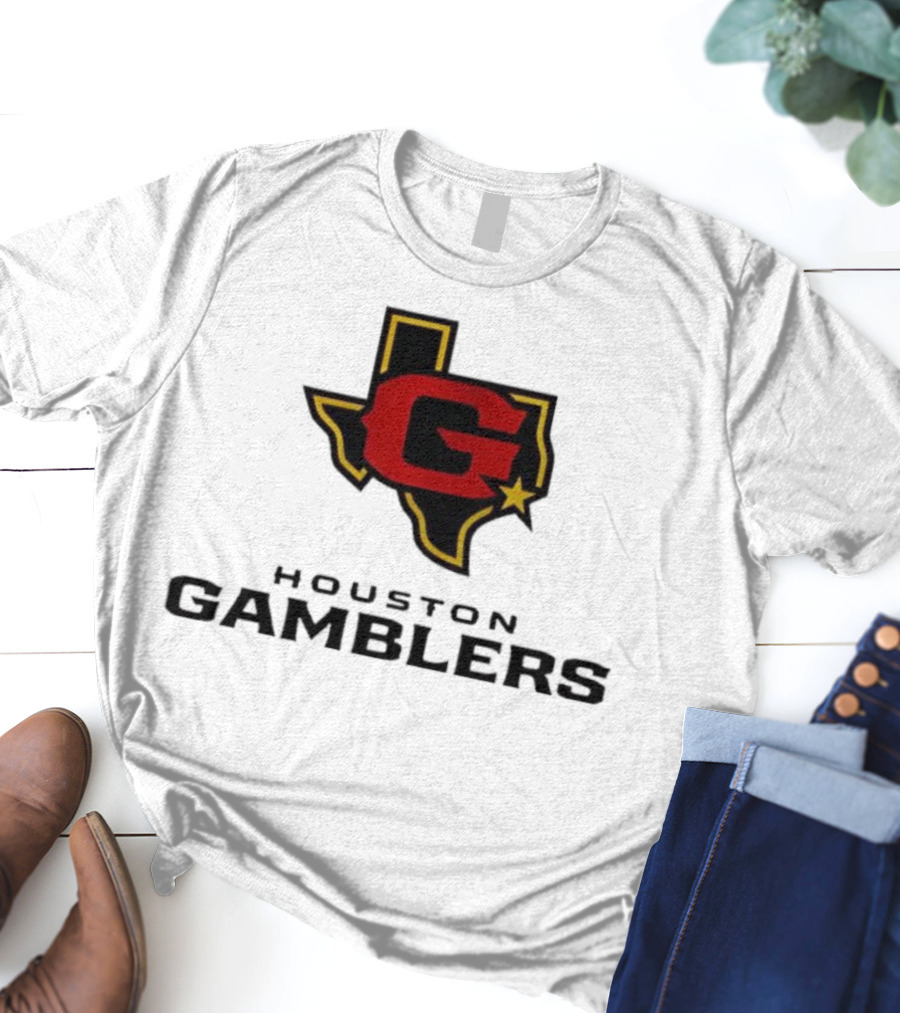 Houston Gamblers Texas Outline G Star Emblem T-Shirt