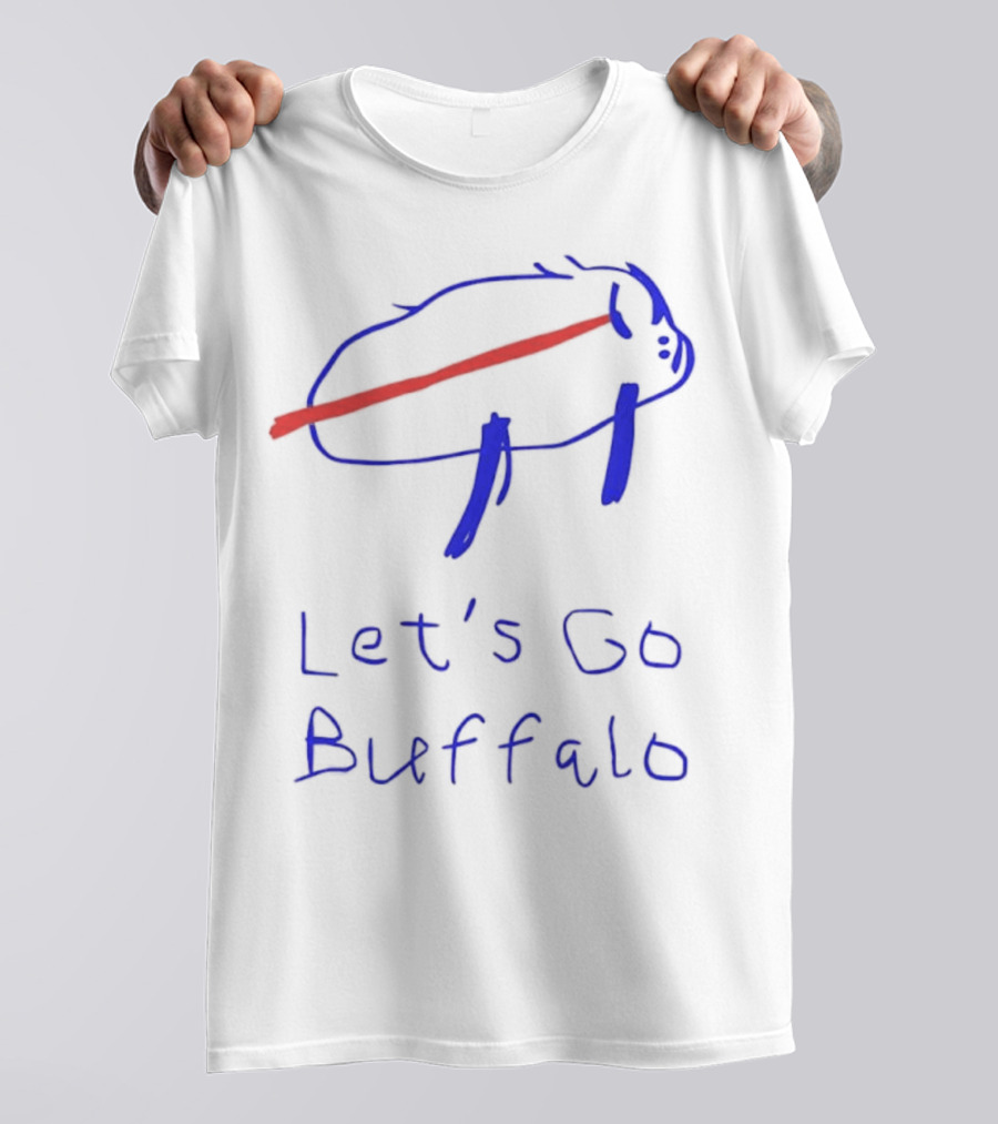 Let’s Go Buffalo Bills Hand-Drawn Blue And Red Graphic T-Shirt