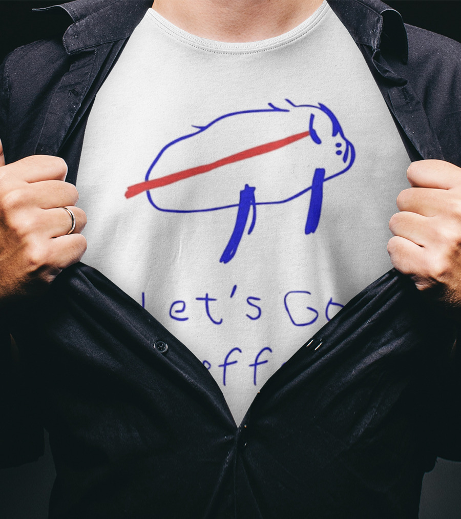 Let’s Go Buffalo Bills Hand-Drawn Blue And Red Graphic T-Shirt