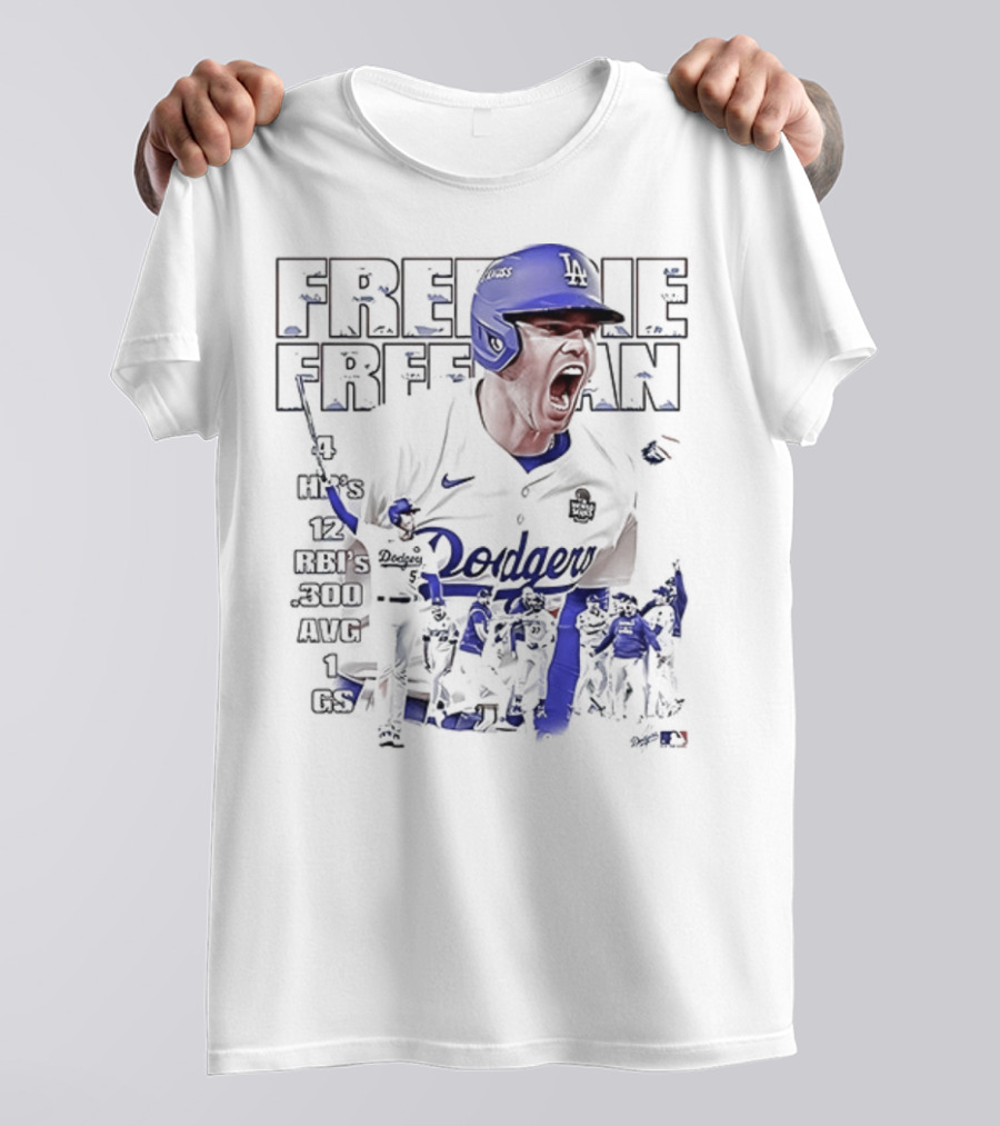 Los Angeles Dodgers Freddie Freeman HR 12 RBIs 300 AVG 1 GS T-Shirt