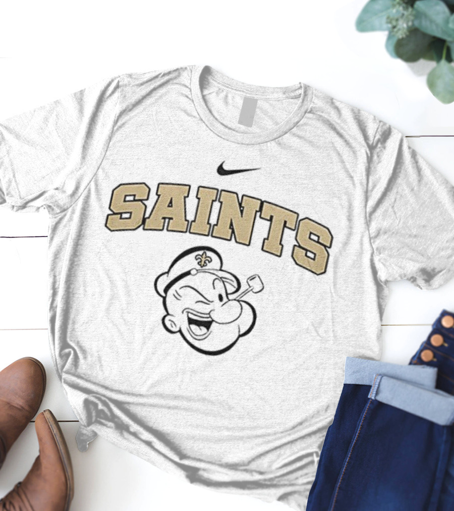 New Orleans Saints Popeye Crossover I Yam What I Yam Sports Fan Collab T-Shirt