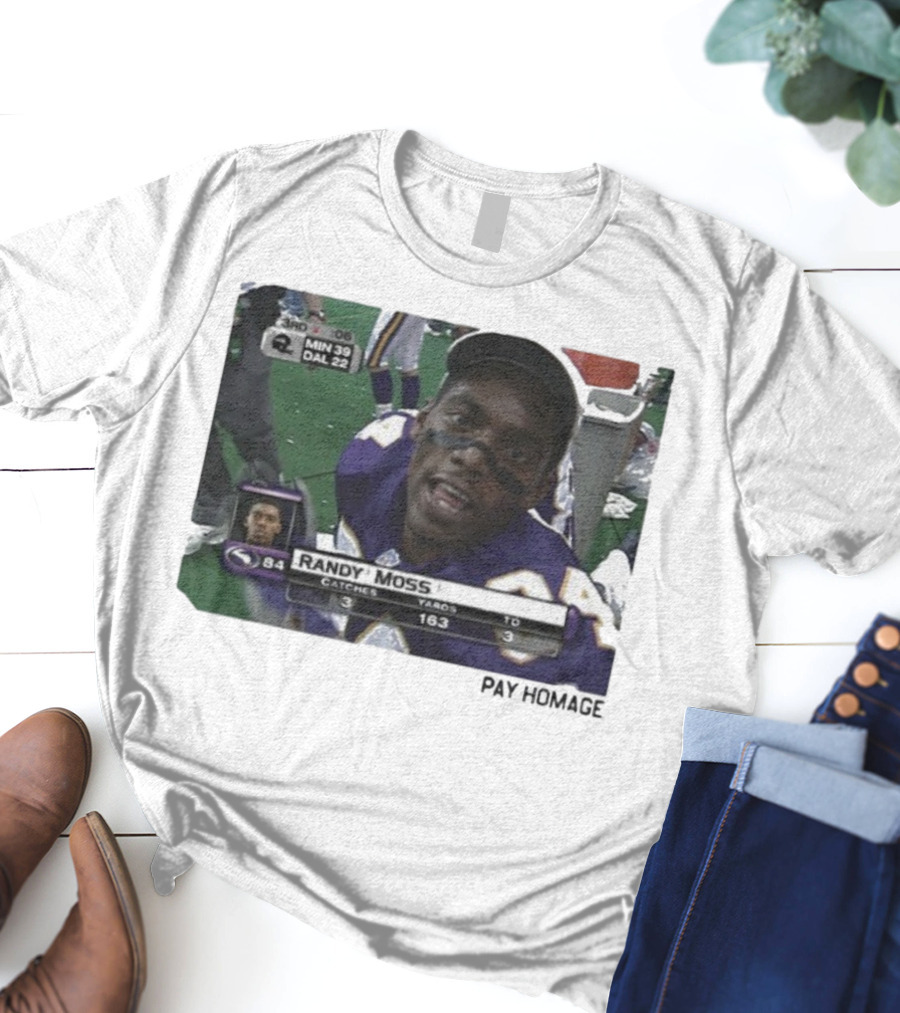 Randy Moss Minnesota Vikings 84 Pay Homage Catches Yards TO T-Shirt
