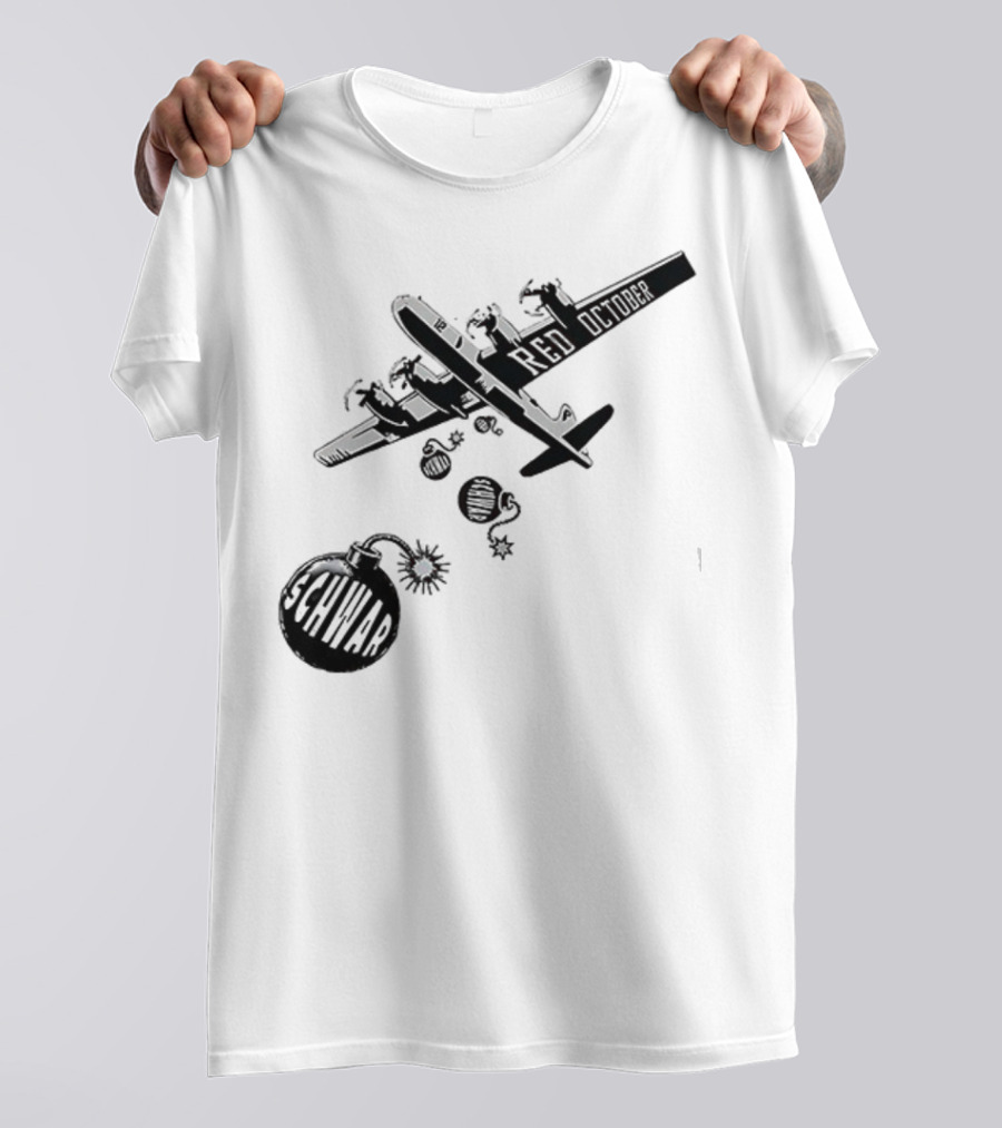 Philadelphia Phillies Red October Schwarbombs Away City Skyline Airplane رسالة قصف Blimp Explosion T-Shirt