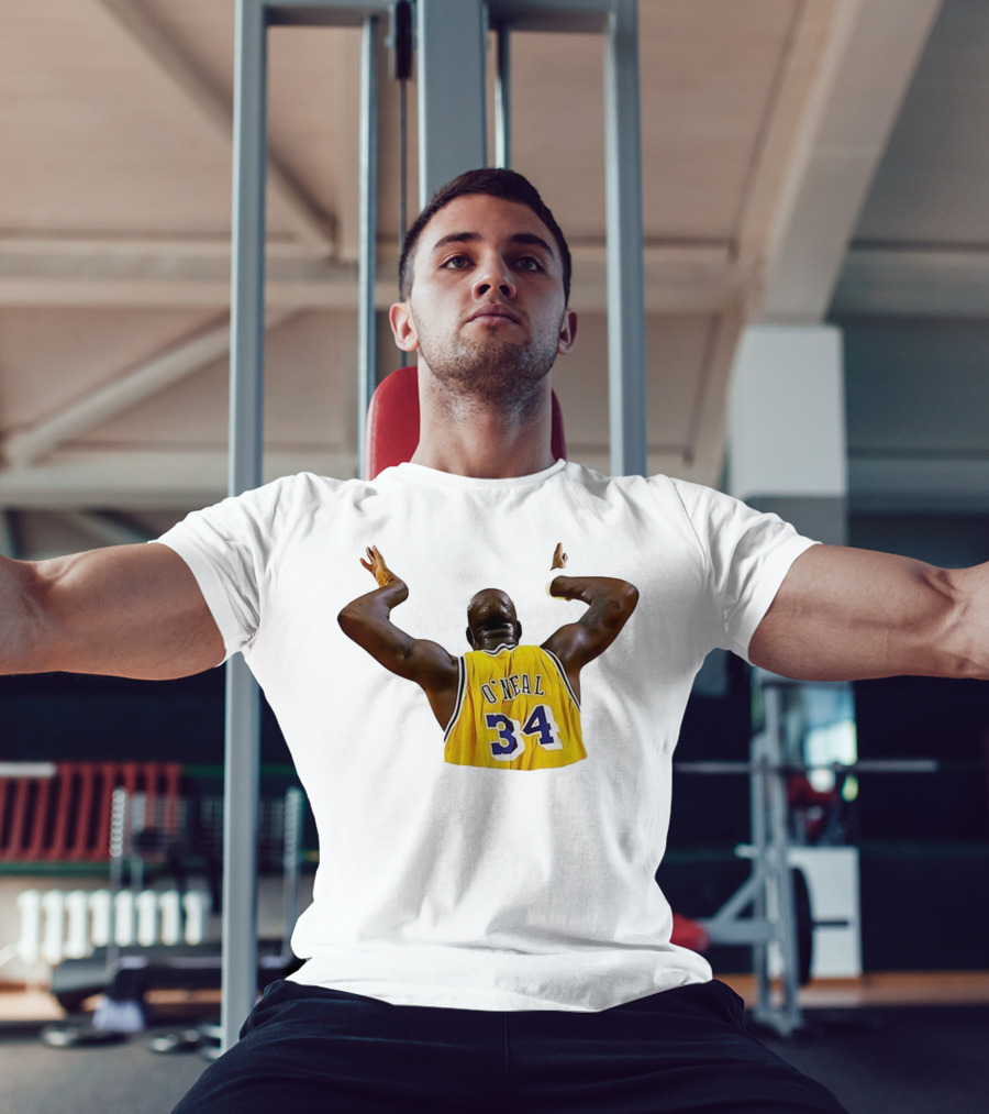 Shaquille O'Neal 34 Los Angeles Lakers Basketball Iconic Celebration T-Shirt