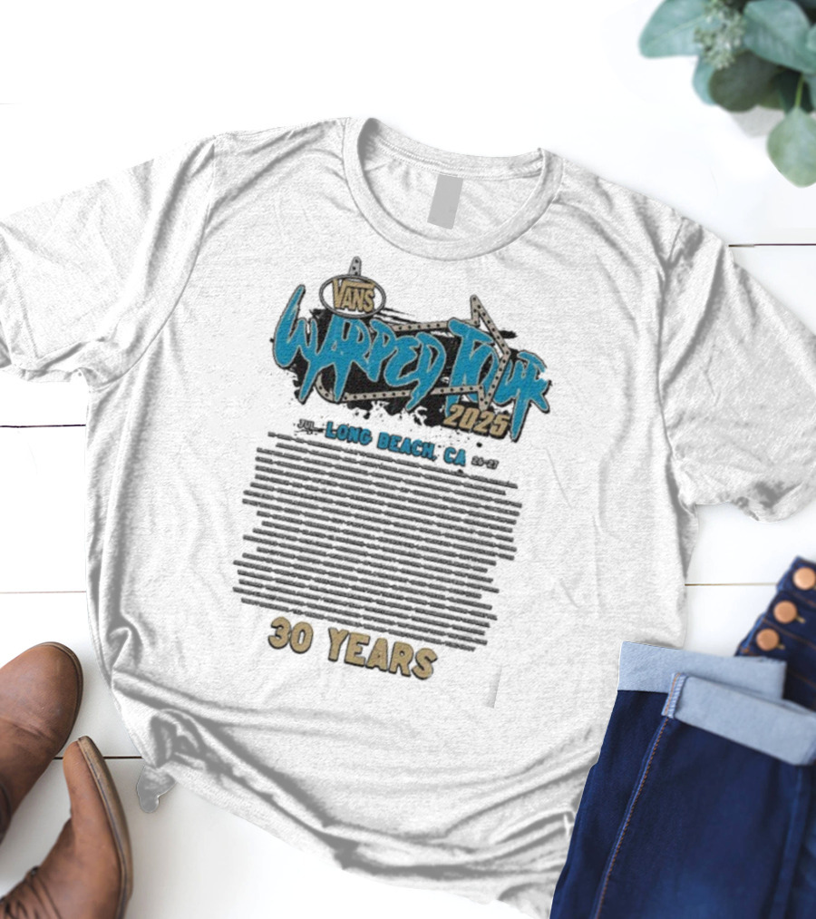 Vans Warped Tour 2025 Long Beach CA 30 Years Lineup T-Shirt