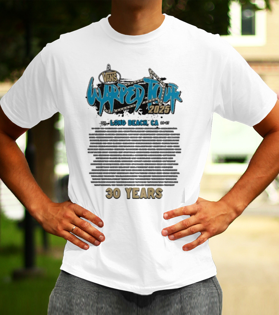 Vans Warped Tour 2025 Long Beach CA 30 Years Lineup T-Shirt
