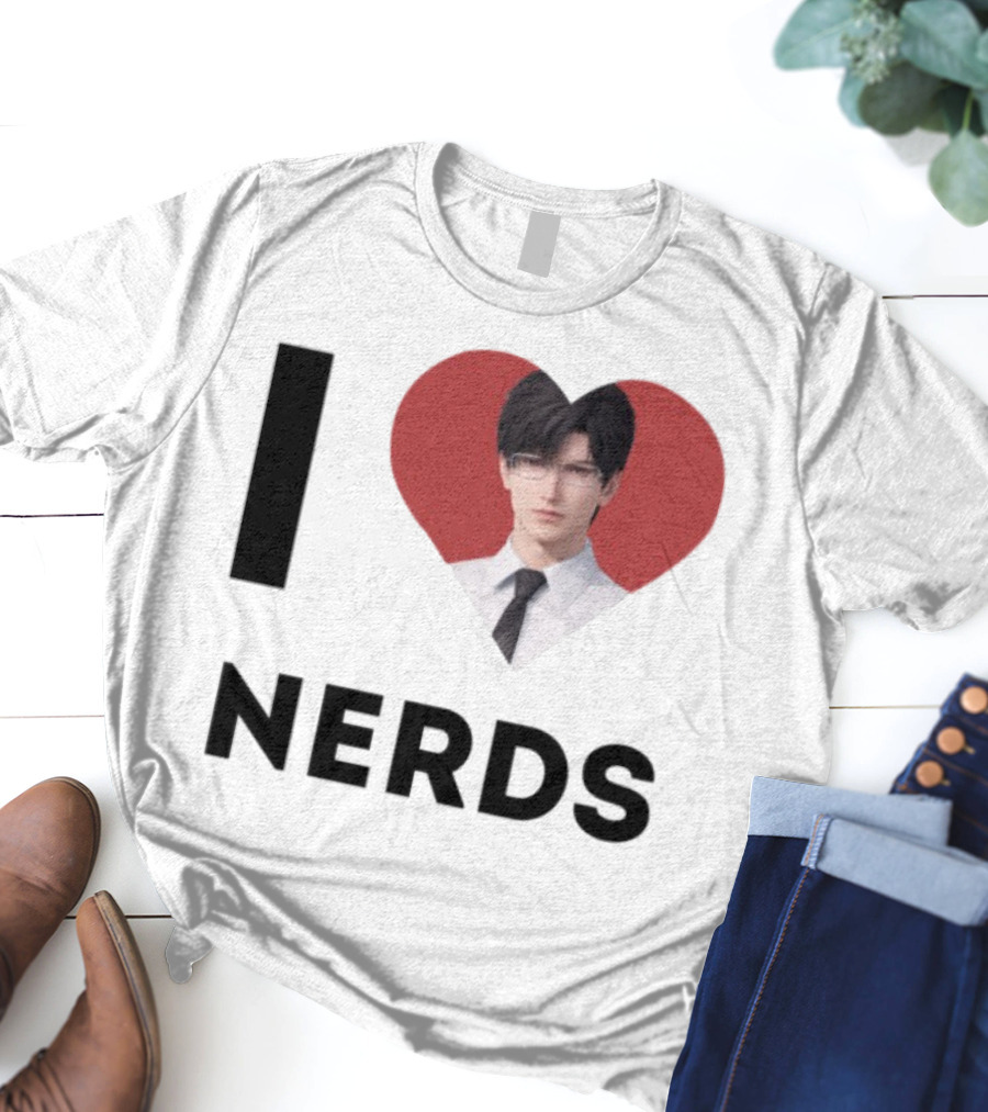 I Love Nerds Anime Character Glasses And Suit T-Shirt