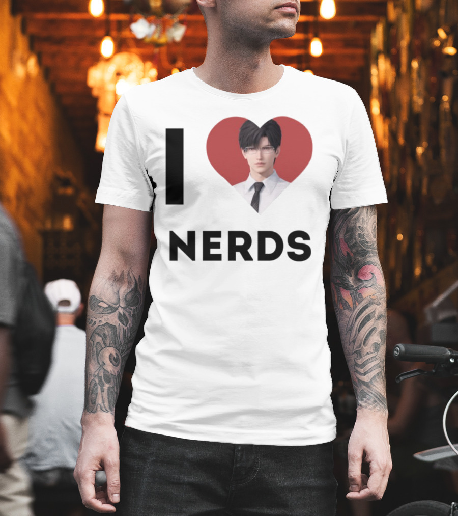 I Love Nerds Anime Character Glasses And Suit T-Shirt
