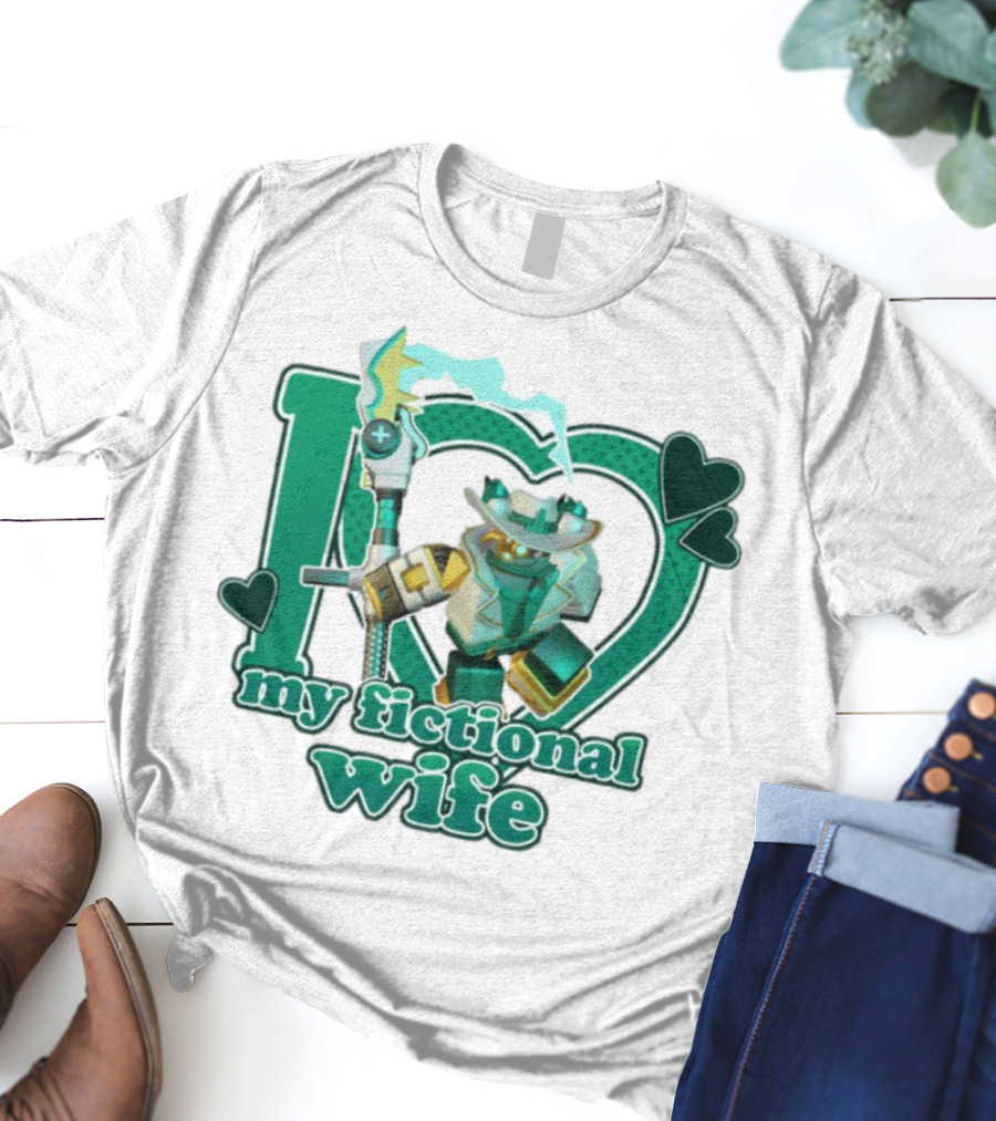 Kimmada Phighting Scythe I Love My Fictional Wife Iconic Robot And Heart Design T-Shirt