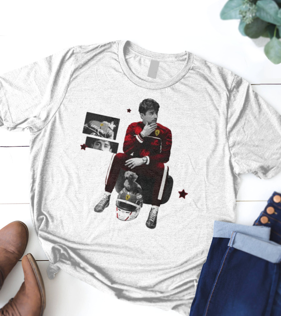 Lilisdsigns Charles Leclerc Ferrari Racing Red Outfit 16 Fan Memorabilia T-Shirt