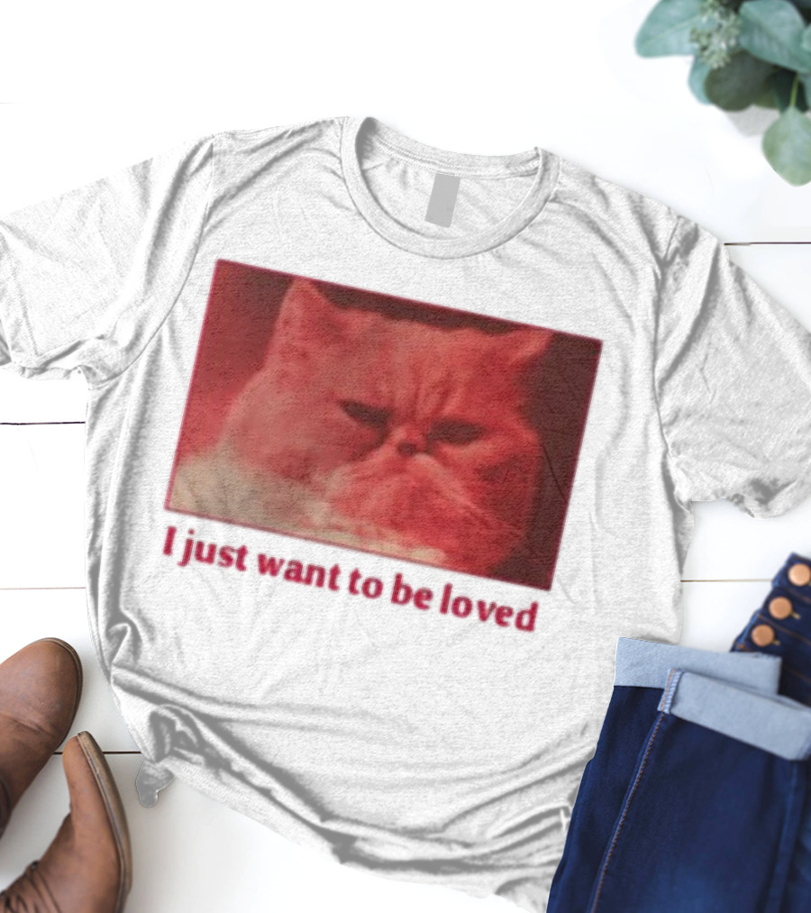 Volodymyr Testardі I Just Want To Be Loved Grumpy Cat Red Tones T-Shirt