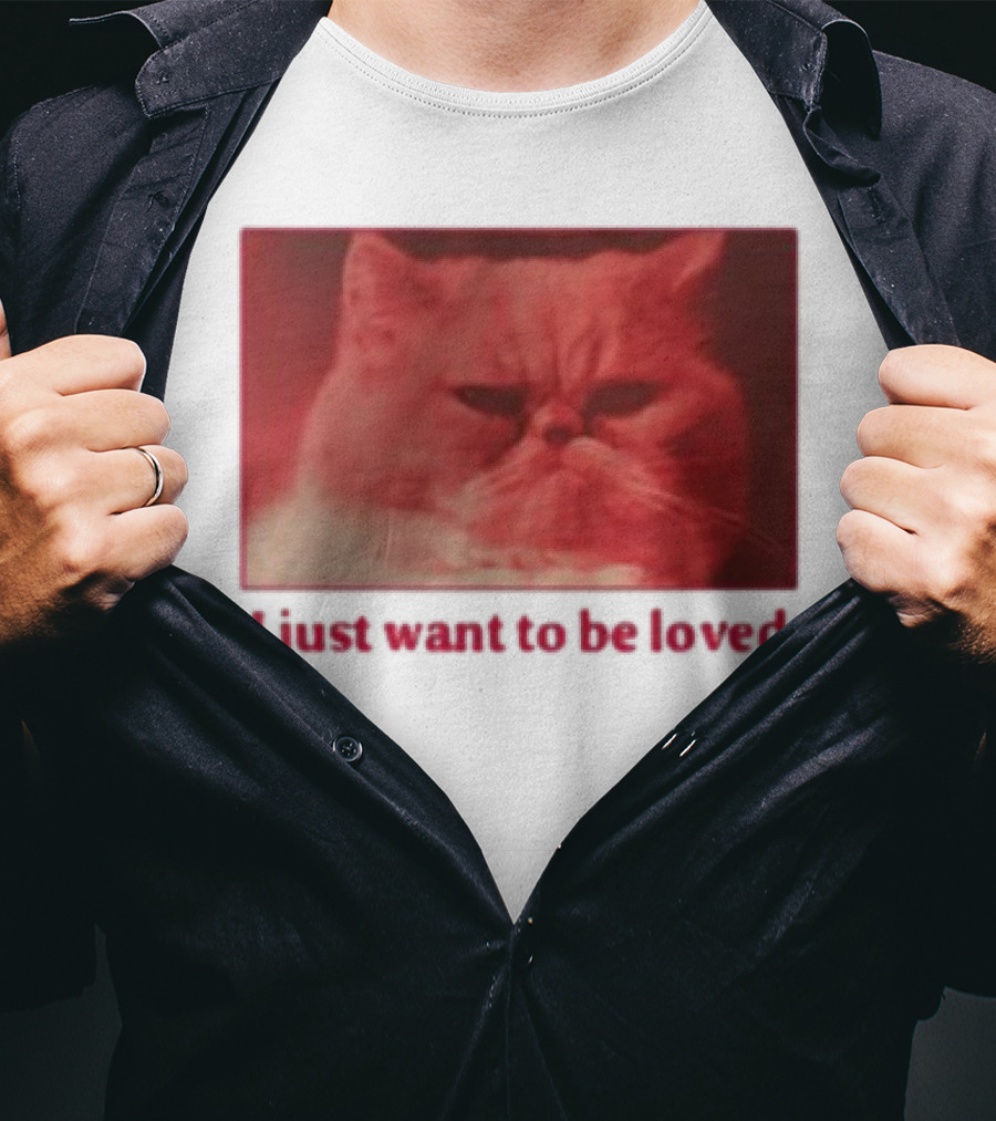 Volodymyr Testardі I Just Want To Be Loved Grumpy Cat Red Tones T-Shirt
