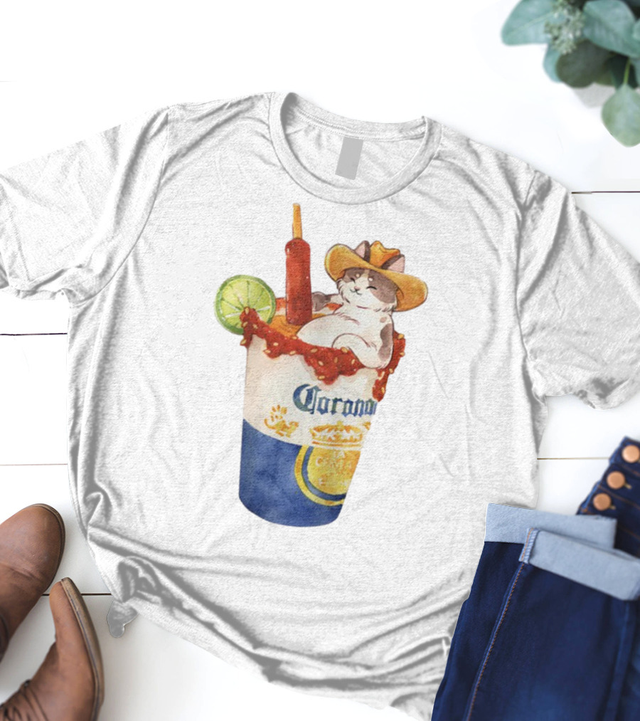 Michelada Vanilla Ryder Cat With Cowboy Hat In Corona Cup With Lime And Chamoy T-Shirt