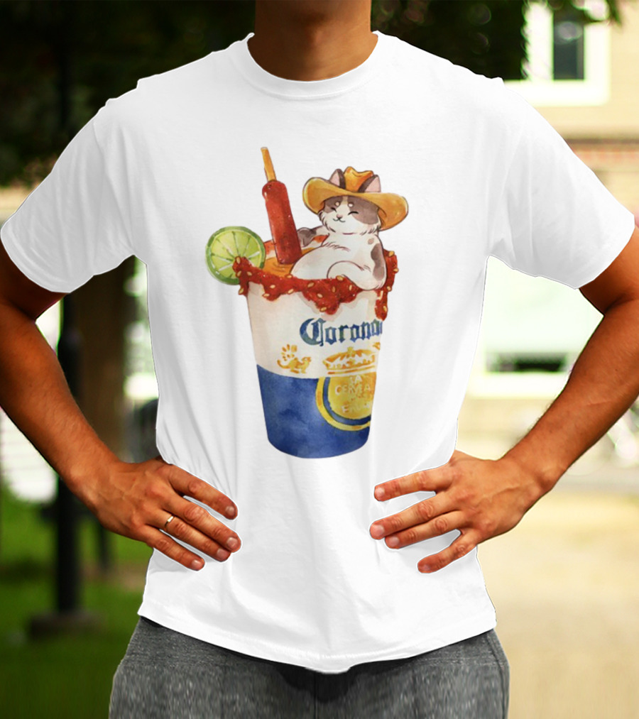 Michelada Vanilla Ryder Cat With Cowboy Hat In Corona Cup With Lime And Chamoy T-Shirt