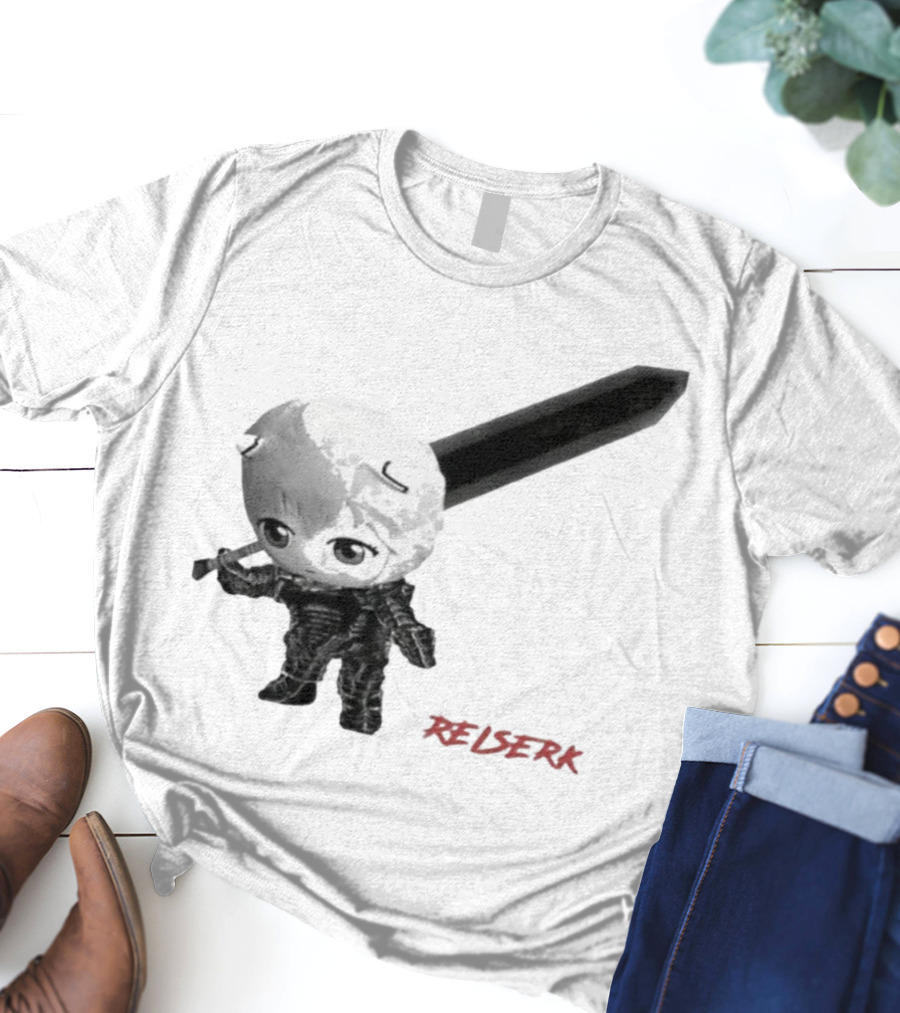 Ayanami Rei X Berserk Rei-Serk Crossover Character With Sword T-Shirt