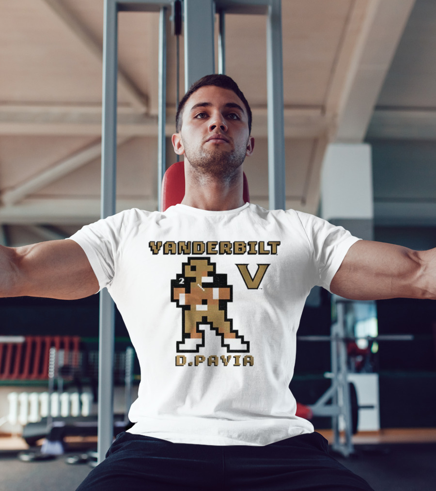 Vanderbilt Commodores D. Pavia 8-Bit Retro Football V Pixel Art T-Shirt