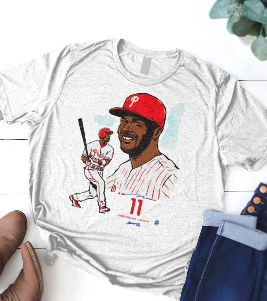 Jimmy Rollins 11 Philadelphia Phillies MLB Baseball Cartoon Phillies Player T-Shirt