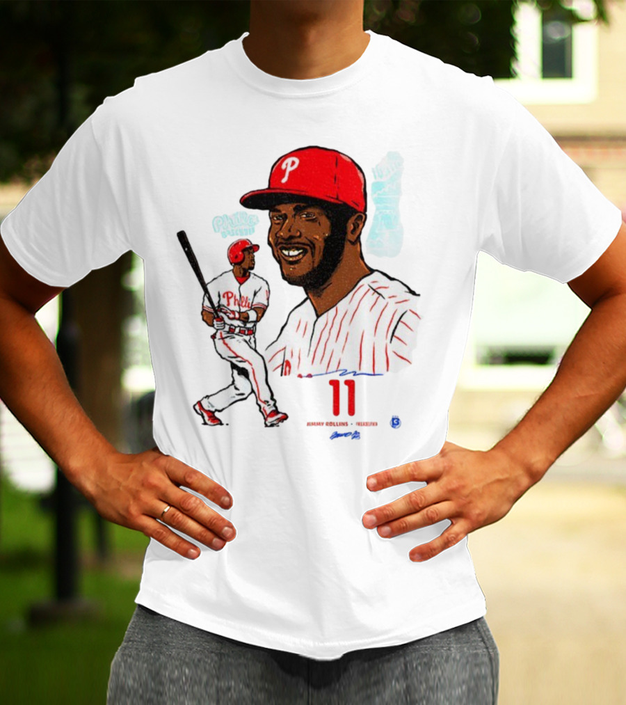Jimmy Rollins 11 Philadelphia Phillies MLB Baseball Cartoon Phillies Player T-Shirt