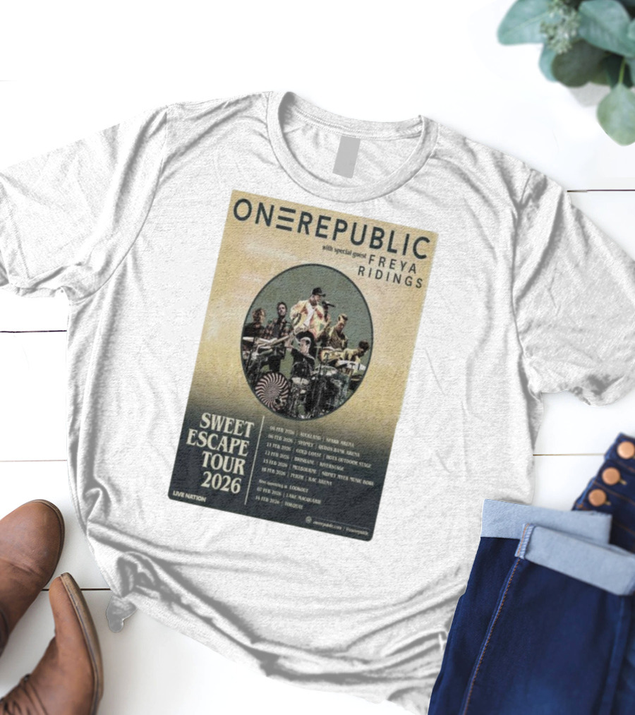 ONEREPUBLIC Sweet Escape Tour Australia New Zealand 2026 Special Guest Freya Ridings T-Shirt