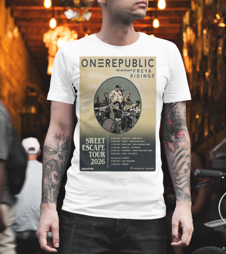 ONEREPUBLIC Sweet Escape Tour Australia New Zealand 2026 Special Guest Freya Ridings T-Shirt