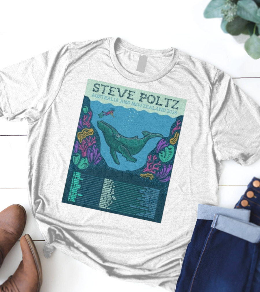 Steve Poltz Australia New Zealand Tour 2026 Concert Dates Underwater Theme T-Shirt