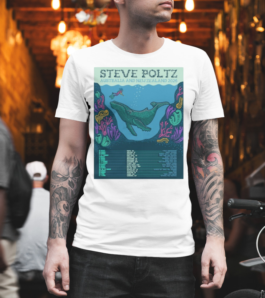 Steve Poltz Australia New Zealand Tour 2026 Concert Dates Underwater Theme T-Shirt