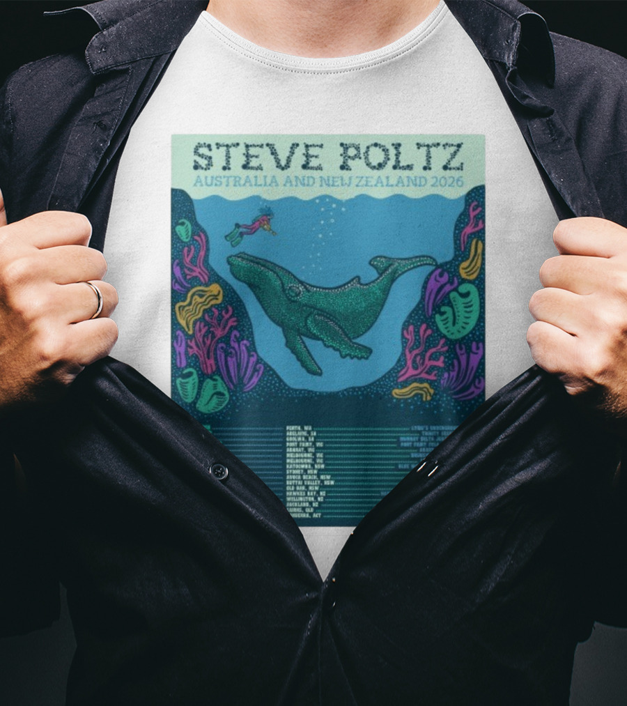 Steve Poltz Australia New Zealand Tour 2026 Concert Dates Underwater Theme T-Shirt