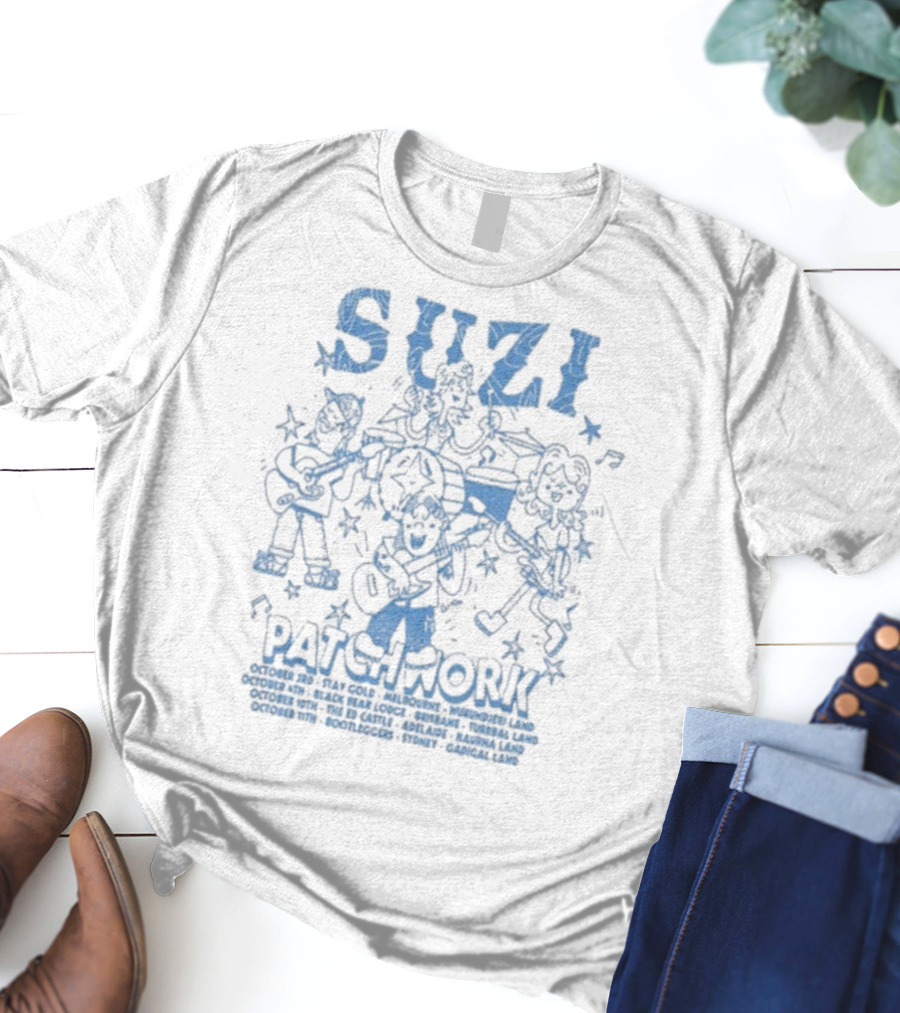 Suzi Patchwork Tour 2025 Cartoon Band Illustration T-Shirt