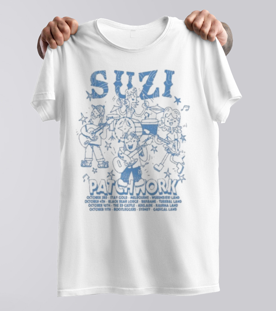 Suzi Patchwork Tour 2025 Cartoon Band Illustration T-Shirt