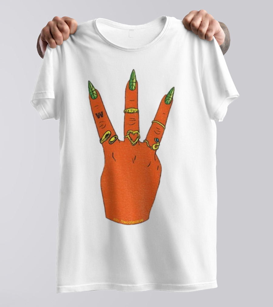 W Basketball Three Fingers Orange Hand Gesture Logo T-Shirt